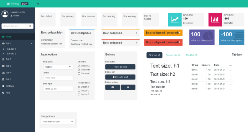 dashboardthemes plus shinydashboard R shiny app dashboards. An easy but powerful way to fully-customize shinydashboard built R shiny app dashboards.