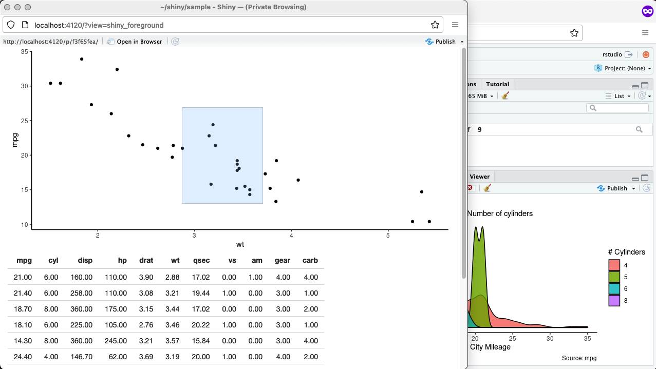 Shiny app graph brushing in RStudio Desktop